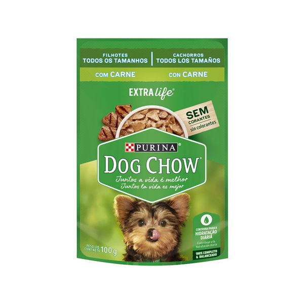 Ração Úmida Dog Chow Cães Filhotes Carne 100 g