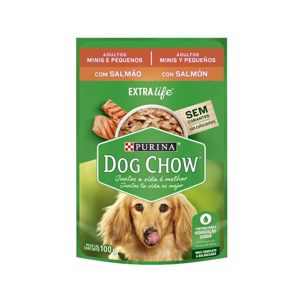 Ração Úmida Dog Chow Cães Adultos Mini e Pequenos Salmão 100 g