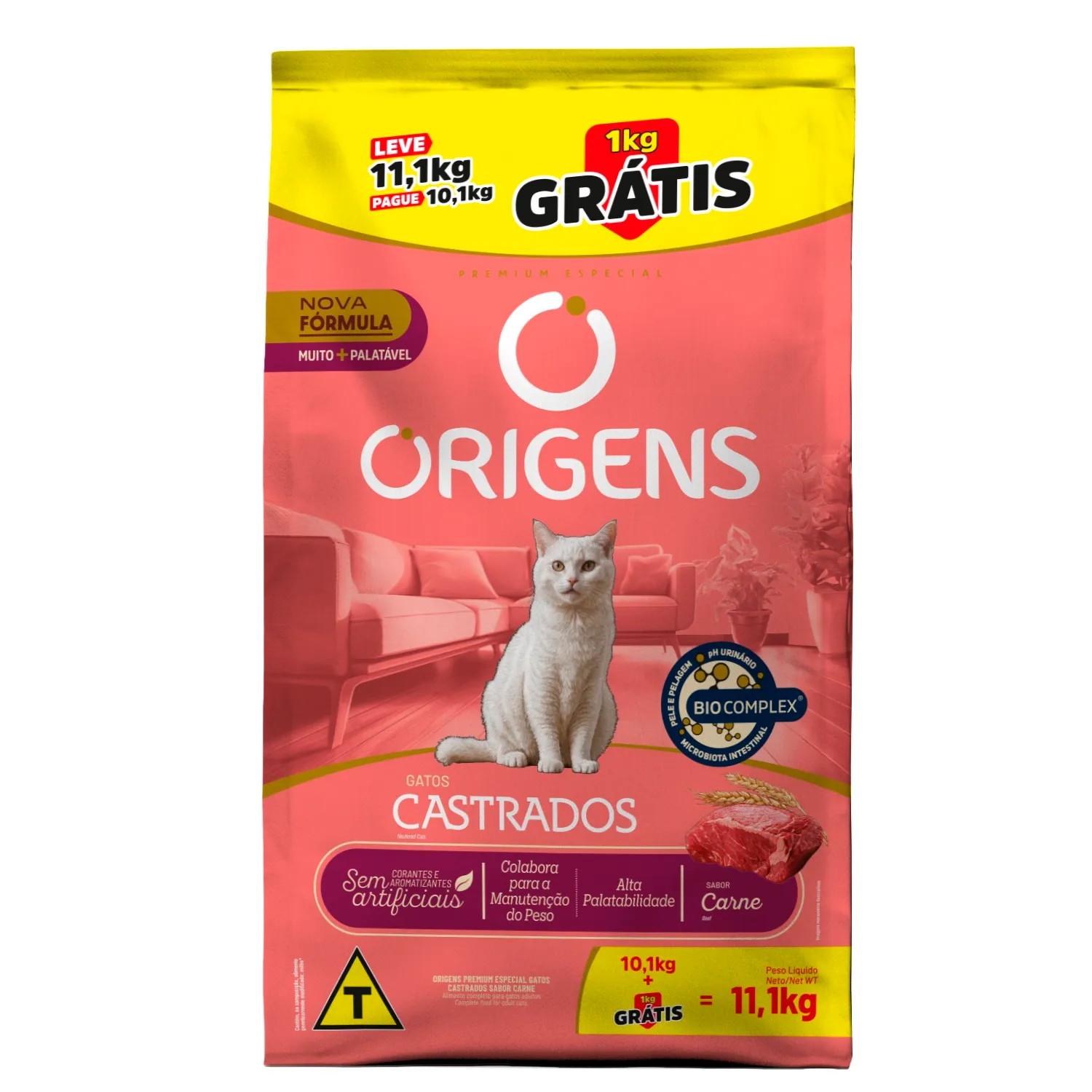 Ração Origens Gatos Castrados Carne