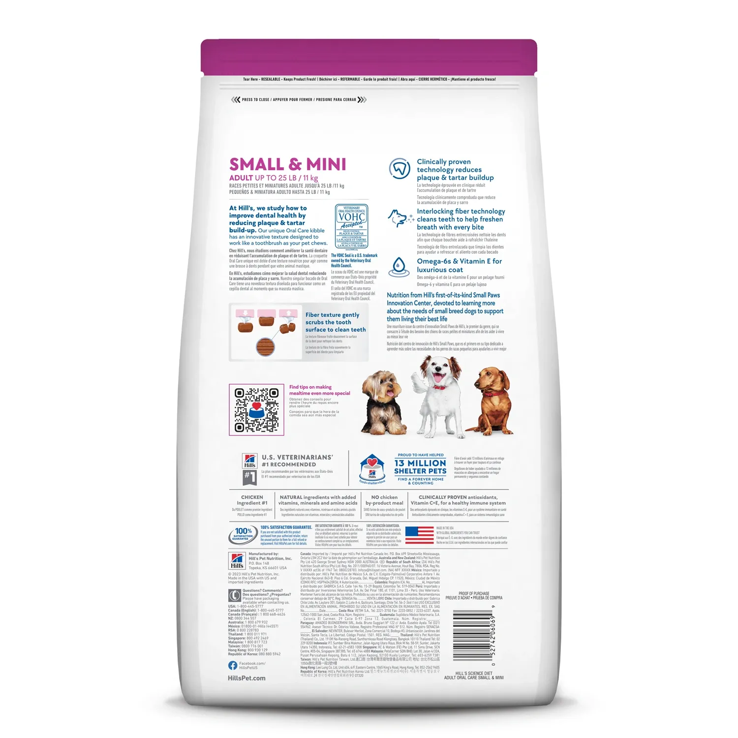 Ração Hill's Science Diet Saúde Dental Pequenos e Mini para Cães Adultos Sabor Frango
