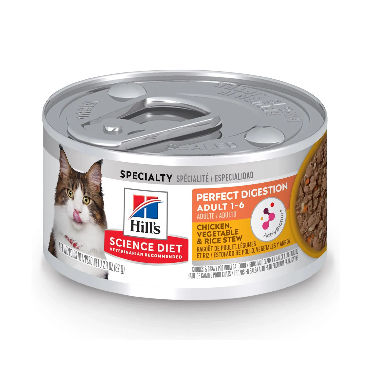 Ração Úmida Hill's Science Diet Digestão Perfeita para Gatos Adultos Sabor Frango e Vegetais