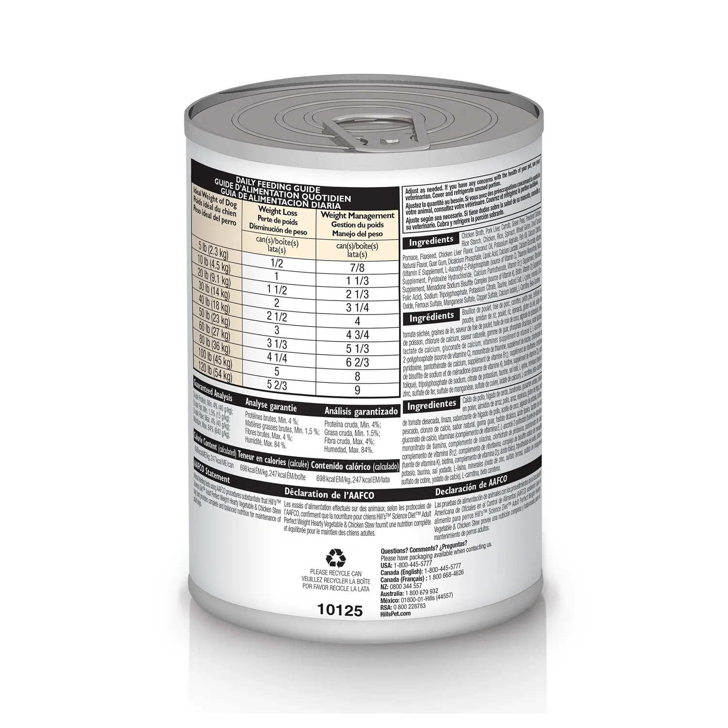 Ração Úmida Hill's Science Diet Peso Perfeito para Cães Adultos Sabor Frango e Vegetais