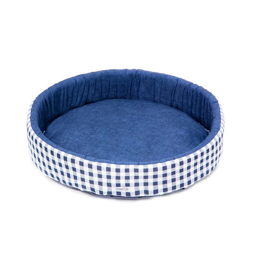 Cama Redonda Fábrica Pet Azul para Cães e Gatos