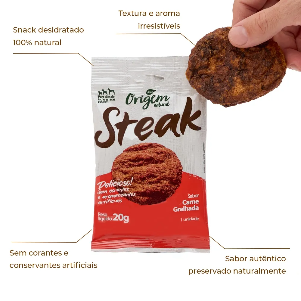 Petisco Cães Origem Natural Steak Carne Petisco Cães Origem Natural Steak Carne
