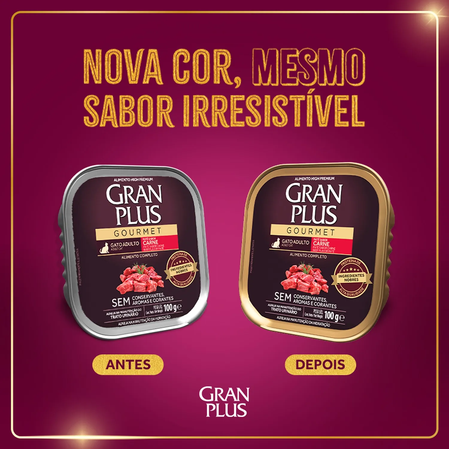 Ração Úmida GranPlus Gatos Adultos Patê Gourmet Carne