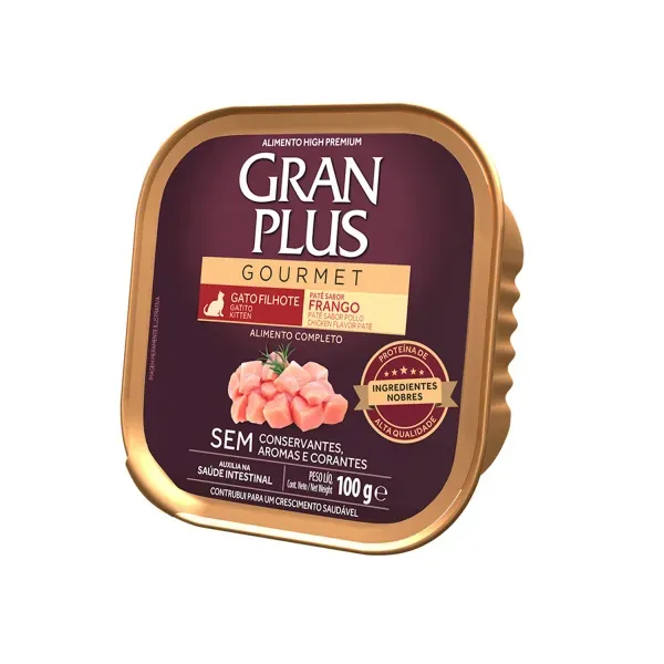 Ração Úmida GranPlus Gatos Filhotes Patê Gourmet Frango 100 g