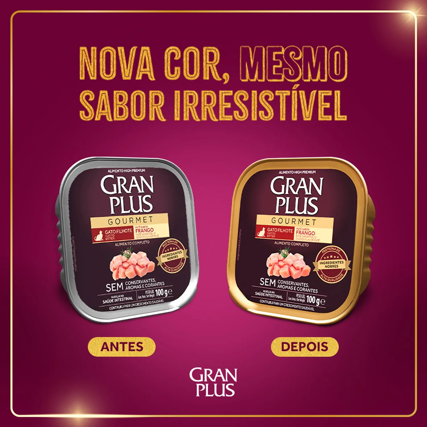 Ração Úmida GranPlus Gatos Filhotes Patê Gourmet Frango