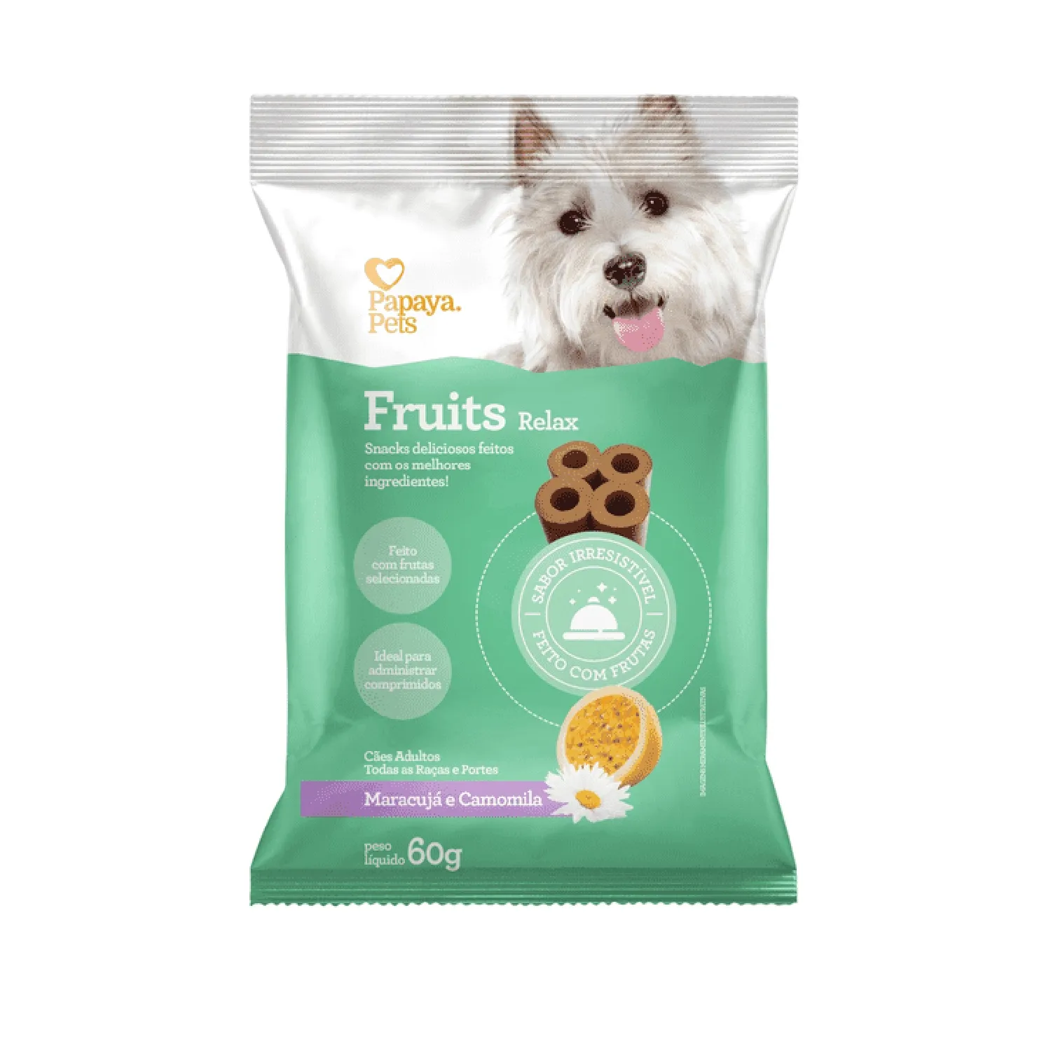 7898736270094-Petisco-Caes-Adultos-Fruits-Relax-Maracuja-e-Camomila-Papaya-Pets
