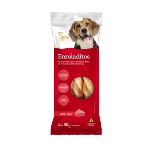 Petisco Enroladitos Carne Cães Adultos Papaya Pets - 50 g