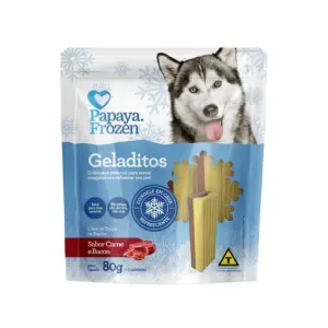 Petisco Geladitos Frozen Carne e Bacon Cães Adultos Papaya Pets - 80 g