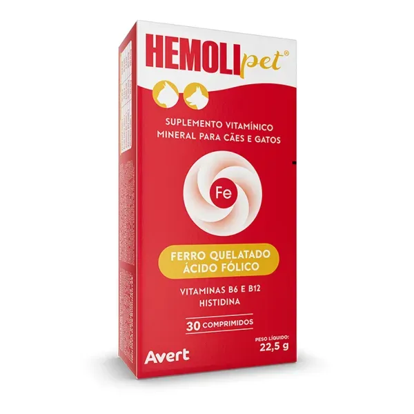 Hemolipet Suplemento para Cães e Gatos Avert 30 comprimidos