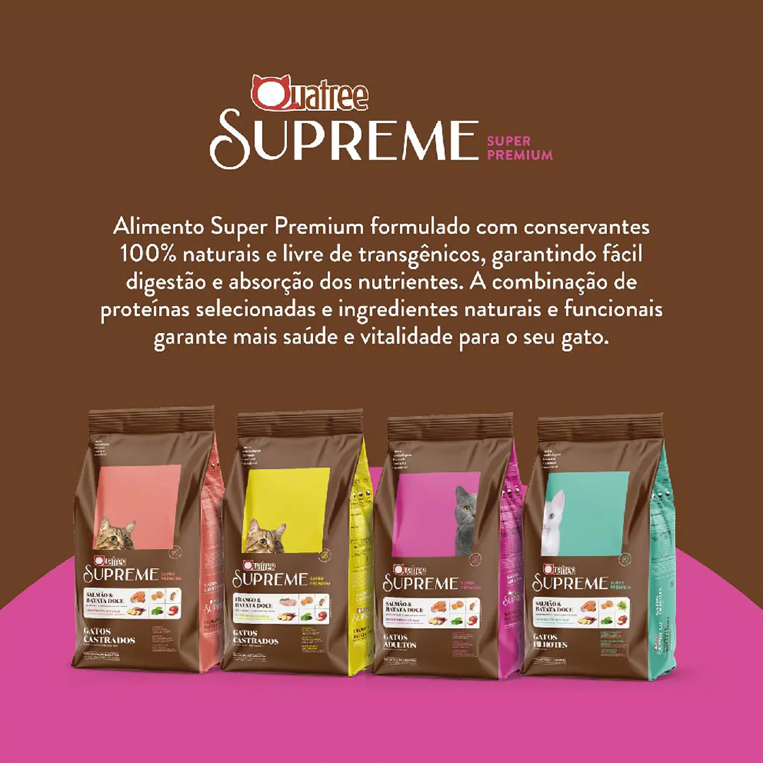 Ração Quatree Supreme Gatos Adultos Salmão e Batata-doce Ração Quatree Supreme Gatos Adultos Salmão e Batata-doce