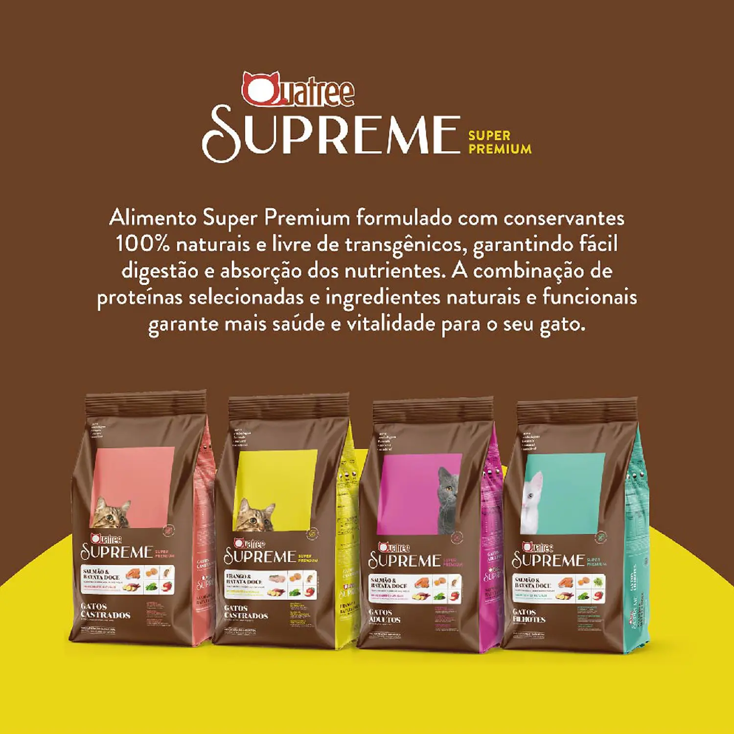Ração Quatree Supreme Gatos Castrados Frango e Batata-Doce