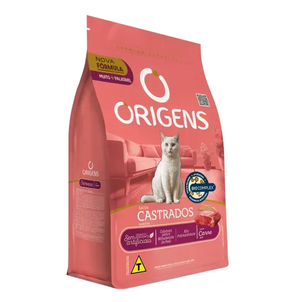 Ração Origens Gatos Castrados Carne 10,1 kg