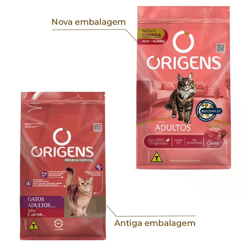 Ração Origens Gatos Adultos Carne