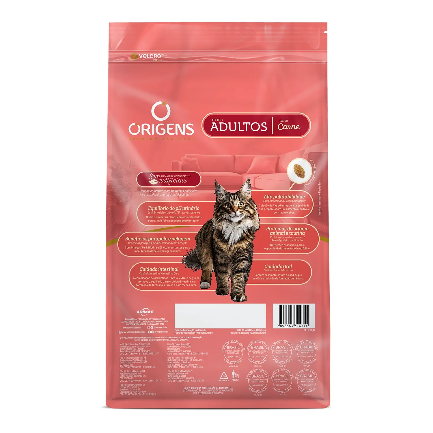 Ração Origens Gatos Adultos Carne
