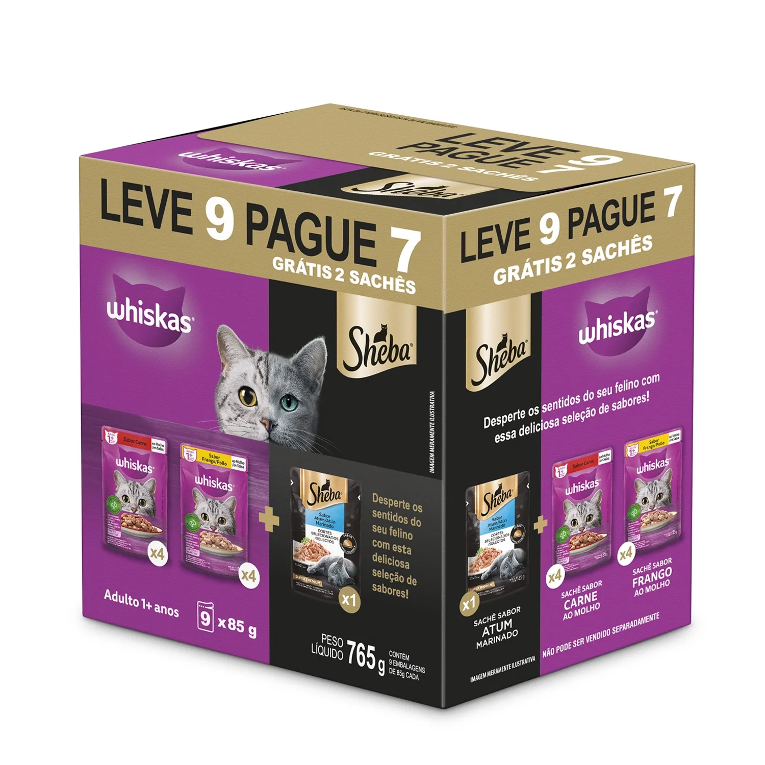 Ração Úmida Whiskas Sachê Gatos Adultos Carne, Frango e Atum