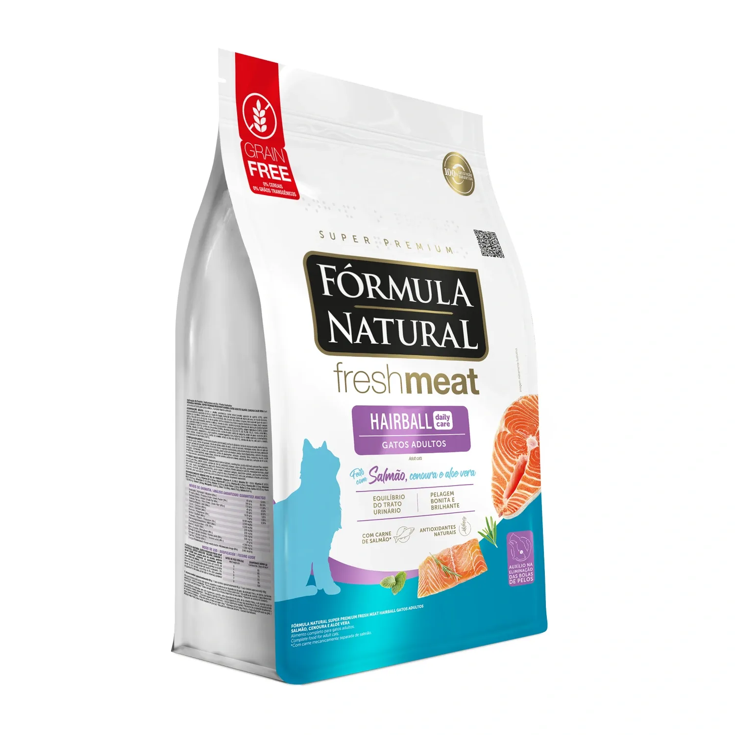 Ração Fórmula Natural Fresh Meat Hairball Gatos Adultos Salmão com Cenoura