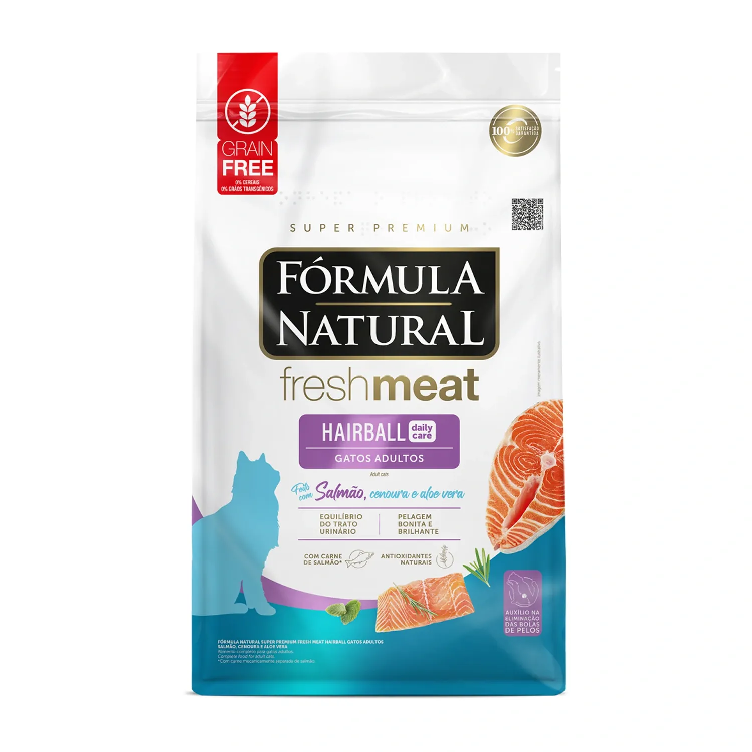 Ração Fórmula Natural Fresh Meat Hairball Gatos Adultos Salmão com Cenoura