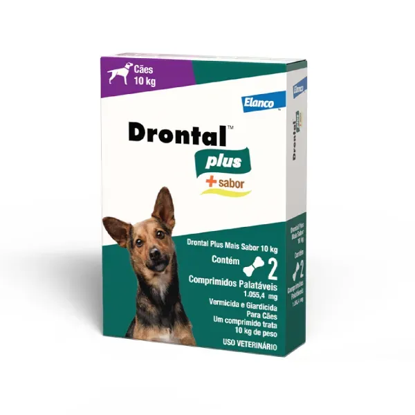 Vermífugo Drontal Plus + Sabor para Cães 10kg 2 Comprimidos