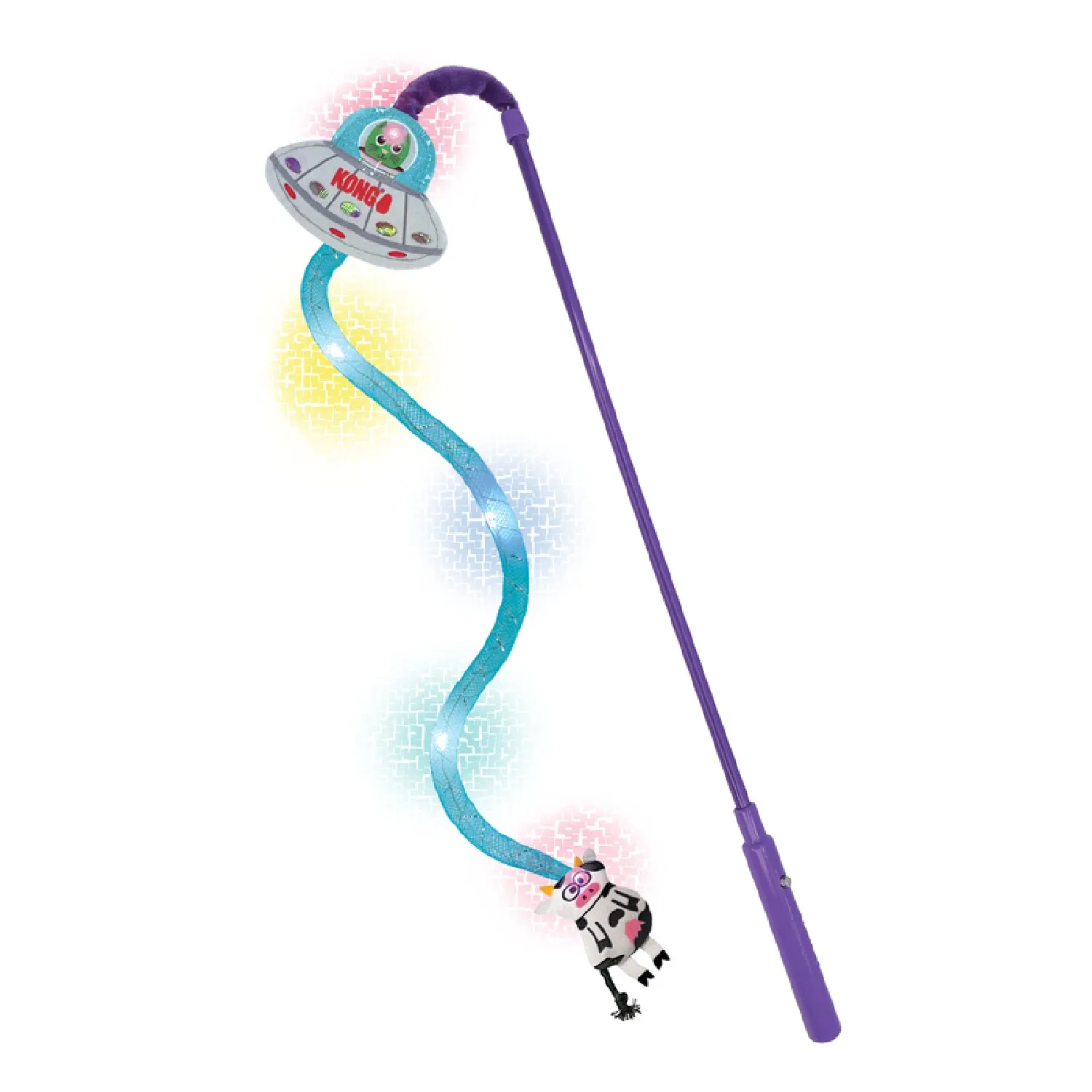 Brinquedo Varinha Disco Voador e Vaquinha com Led para Gatos Kong