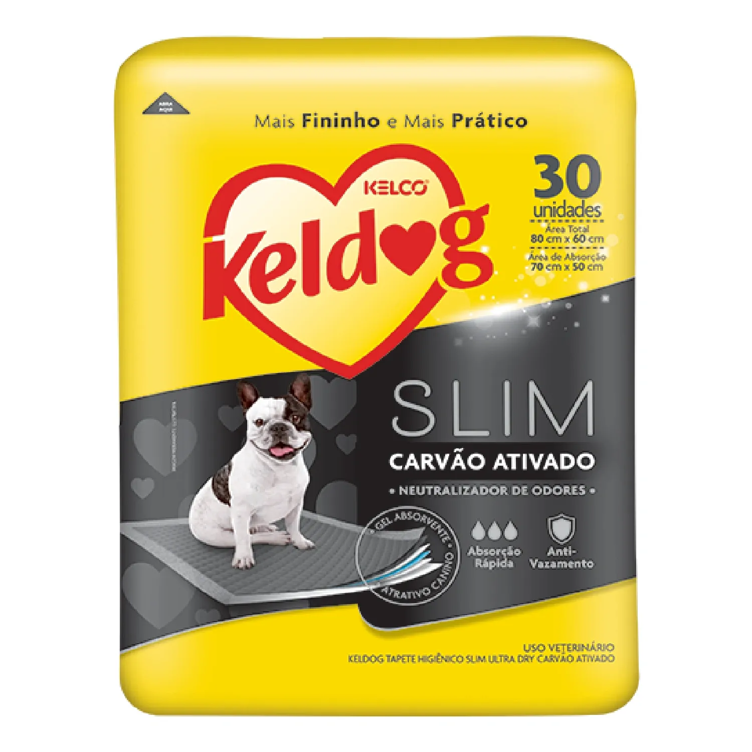 Tapete higiênico Keldog Slim 80x60cm Ultra Dry Carvão Ativado