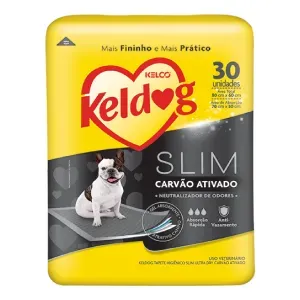 Tapete higiênico Keldog Slim 80x60cm Ultra Dry Carvão Ativado - 30 unidades