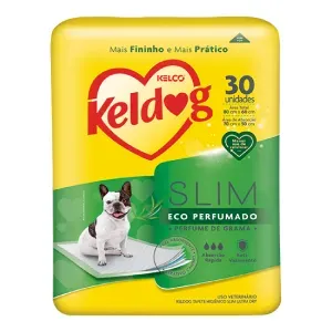 Tapete higiênico Keldog Slim 80x60cm Ultra Dry Eco Perfumado - 30 unidades