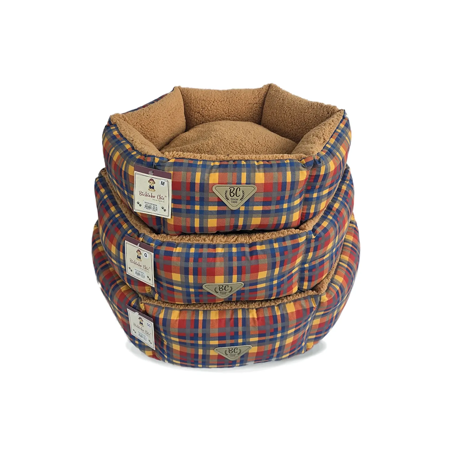 Cama Hexa Xadrez Bichinho Chic Marrom