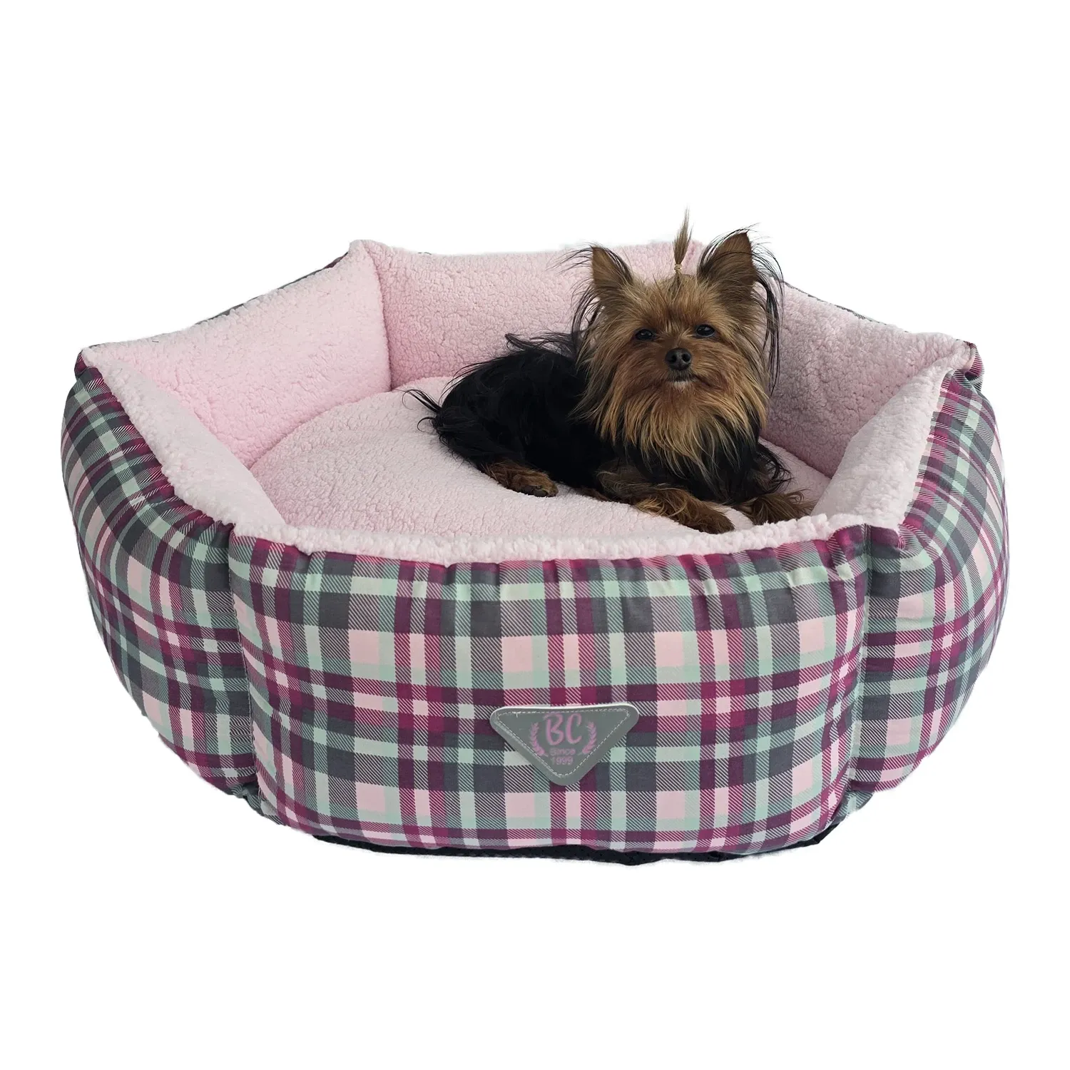 Cama Hexa Xadrez Bichinho Chic Rosa