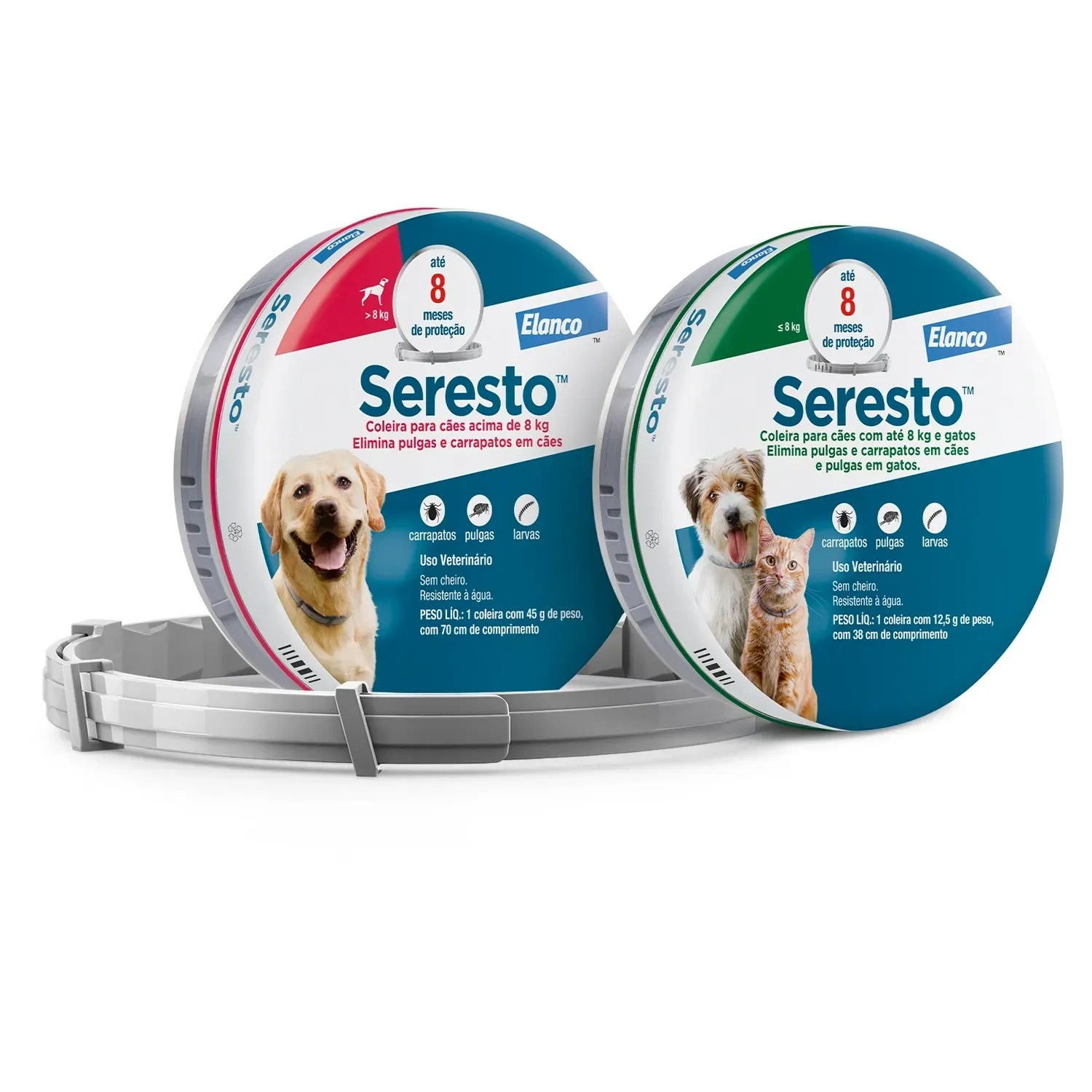 Coleira Antipulgas Seresto Cães Acima de 8kg - 8 Meses de Proteção
