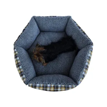 Cama-Hexa-Xadrez-Bichinho-Chic-Cinza-Vista-de-cima