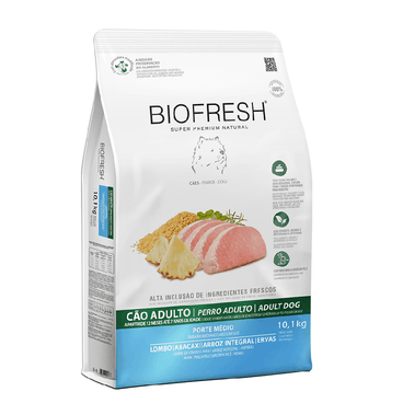 Embalagem-Racao-Biofresh-Caes-Adultos-Racas-Medias-Lombo-e-Abacaxi-10.1kg-Frente-e-Lateral