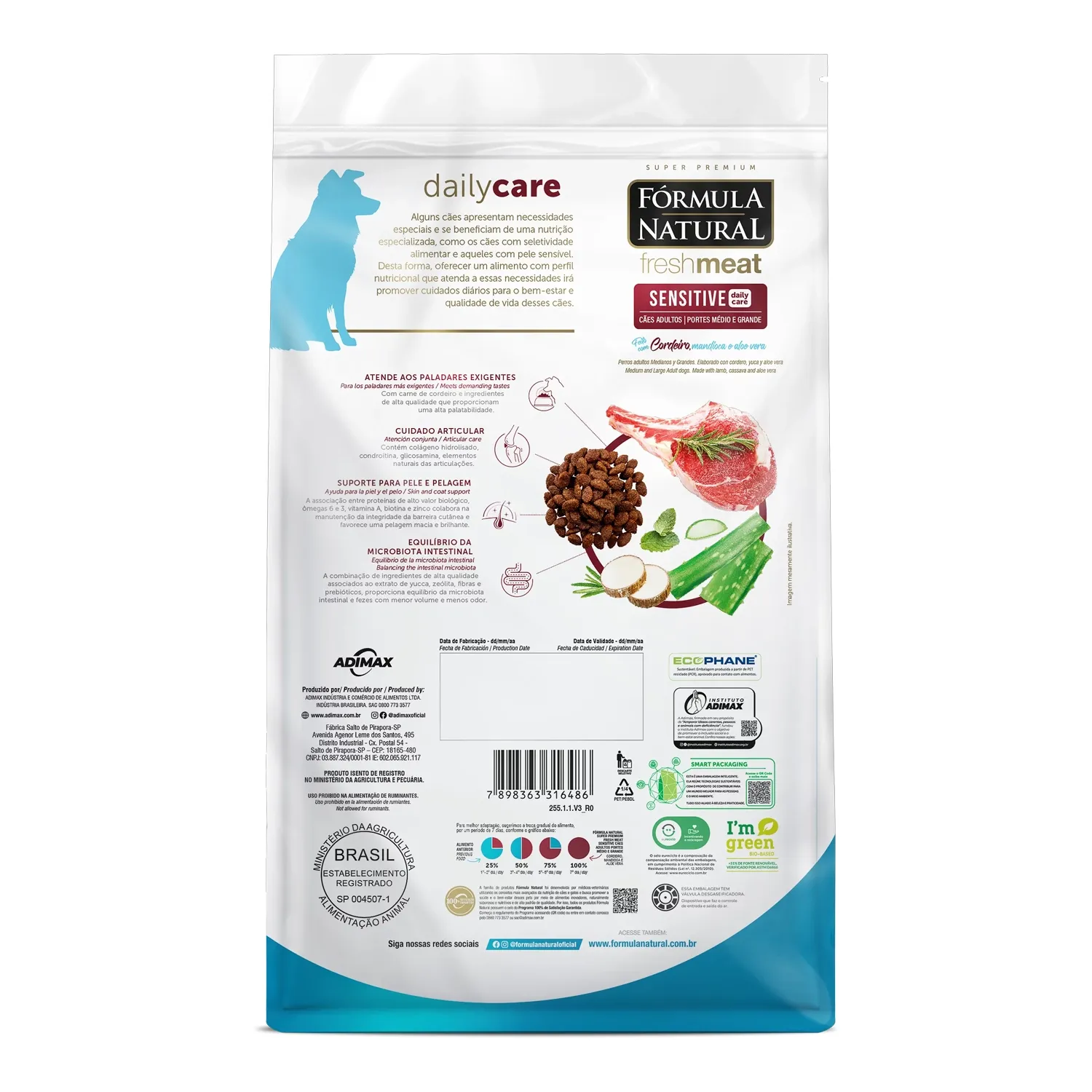 Ração Fórmula Natural Fresh Meat Sensitive Cães Adultos Portes Médio e Grande