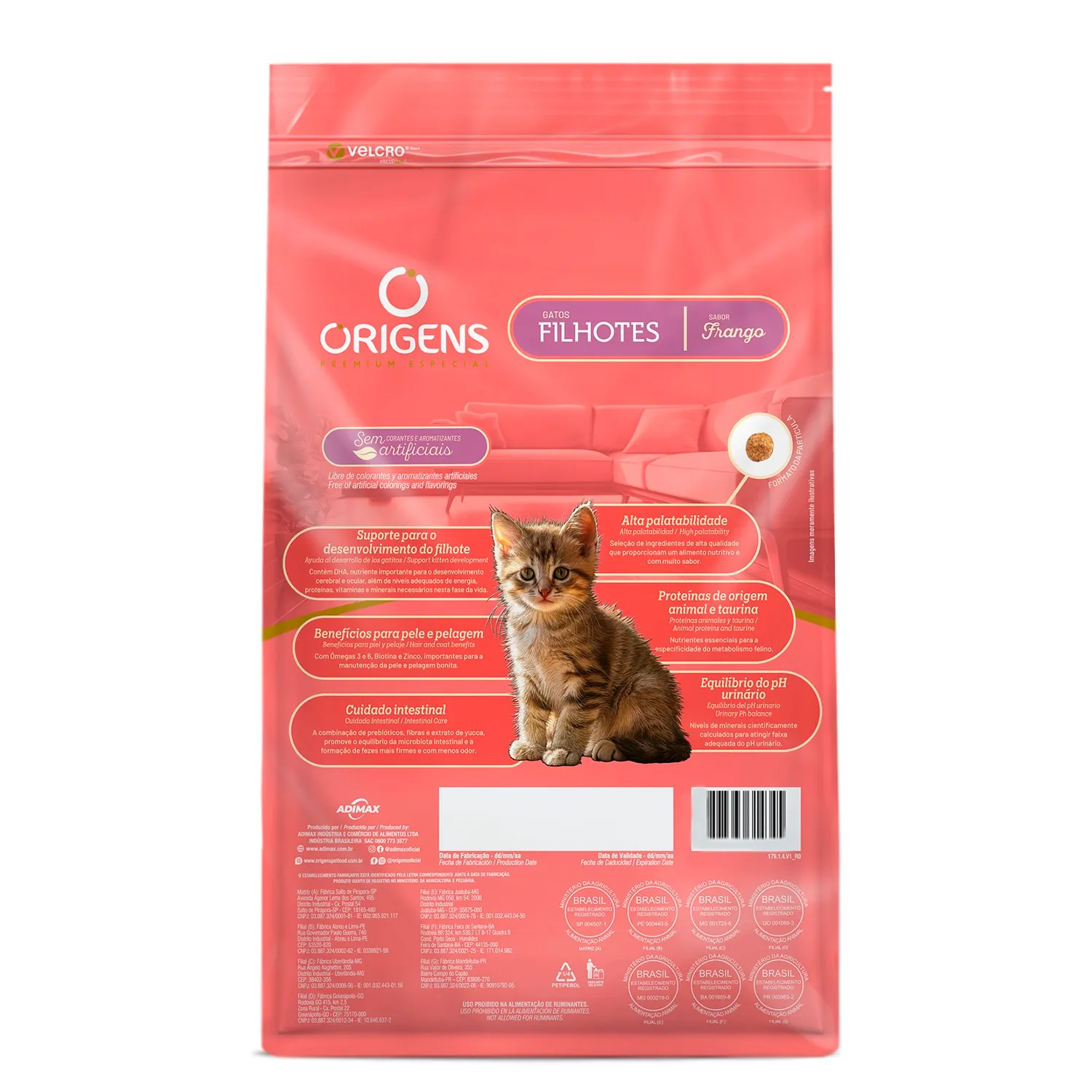 Ração Origens Gatos Filhotes Frango e Cereais