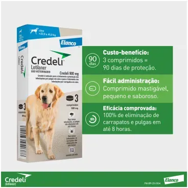 2-Antipulgas Credeli 900mg Caes 22 a 45kg 3 comprimido
