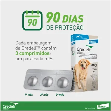 5-Antipulgas Credeli 900mg Caes 22 a 45kg 3 comprimido