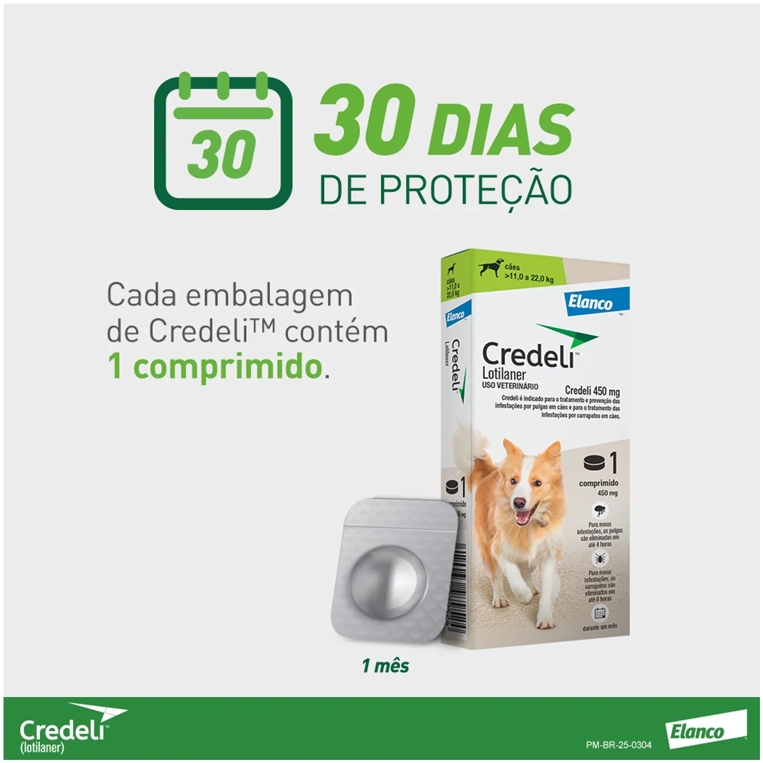 5-Antipulgas Credeli 450mg Caes 11 a 22kg 1 comprimido