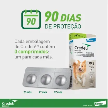 5-Antipulgas Credeli 450mg Caes 11 a 22kg 3 comprimido