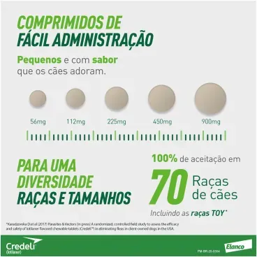 6-Antipulgas Credeli 450mg Caes 11 a 22kg 3 comprimido