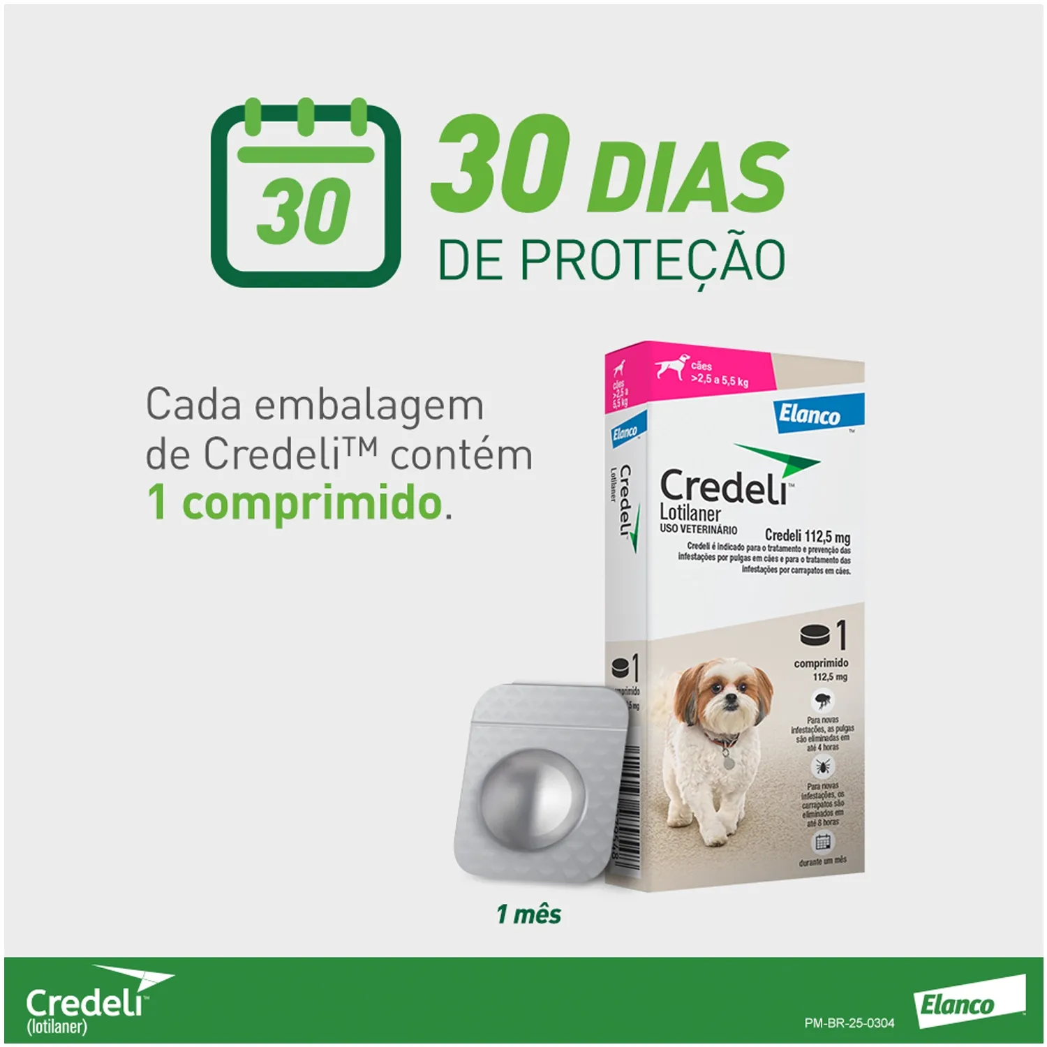 5-Antipulgas Credeli 112,5mg Caes 2,5 a 5,5kg 1 comprimido