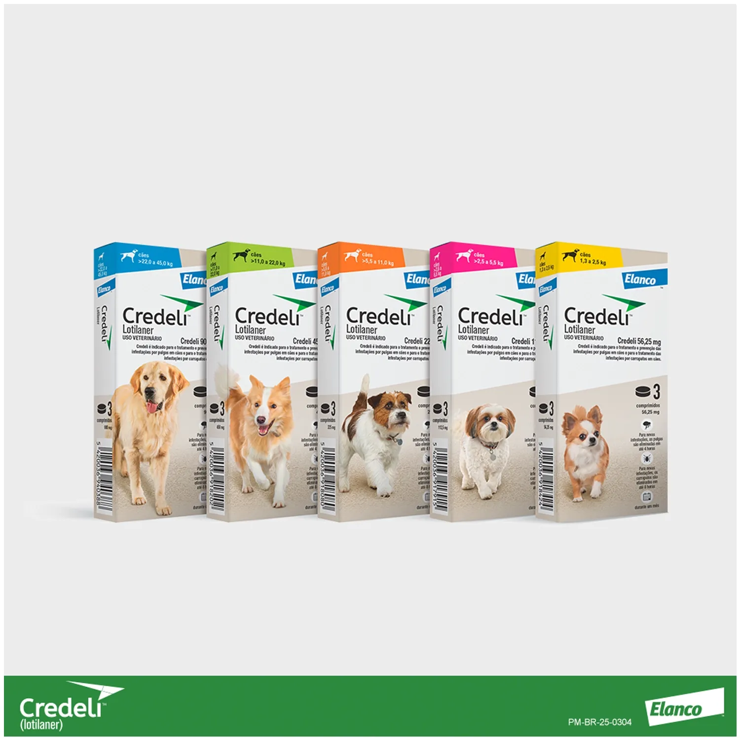 9-Antipulgas Credeli 112,5mg Caes 2,5 a 5,5kg 3 compimidos