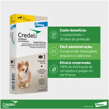 2-Antipulgas Credeli 56,25mg Caes 1,3 a 2,5 kg 1 comprimido