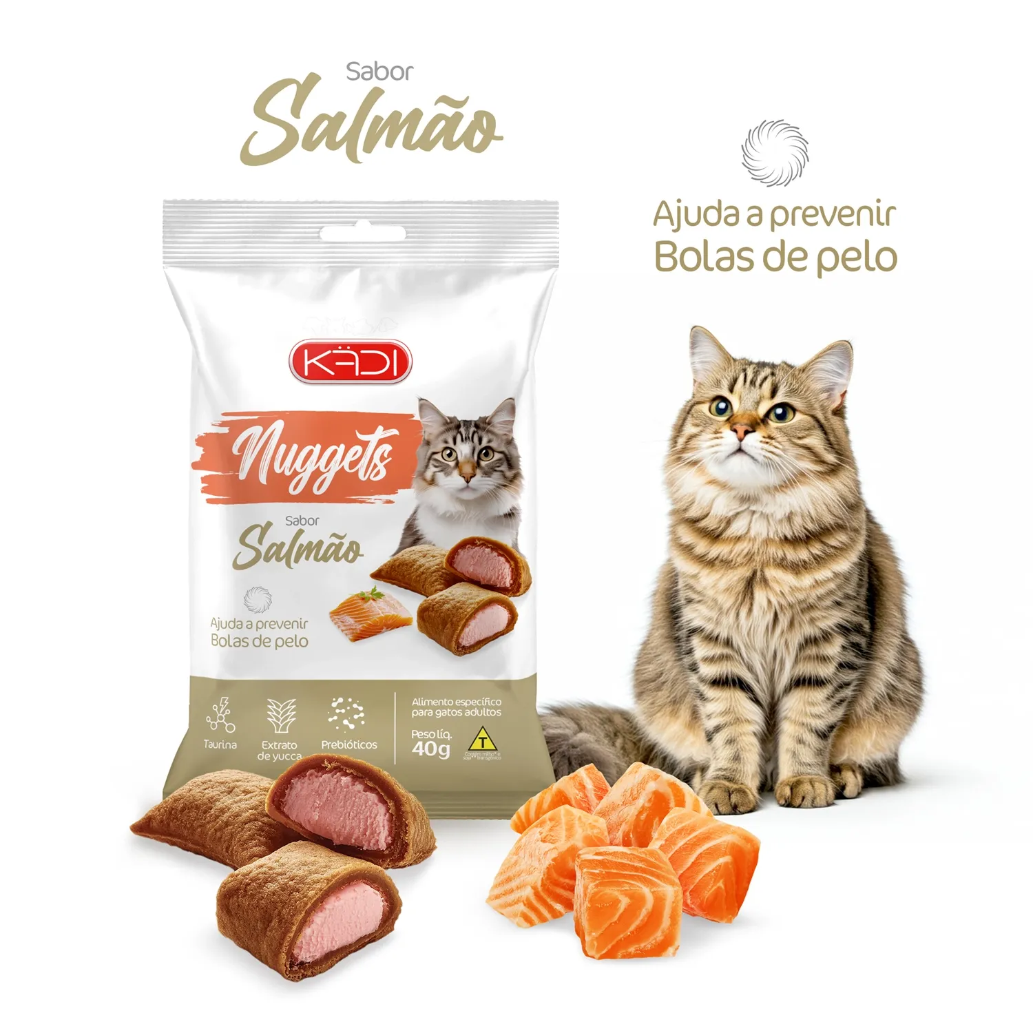 Nuggets Salmão para Gatos Adultos Kadi