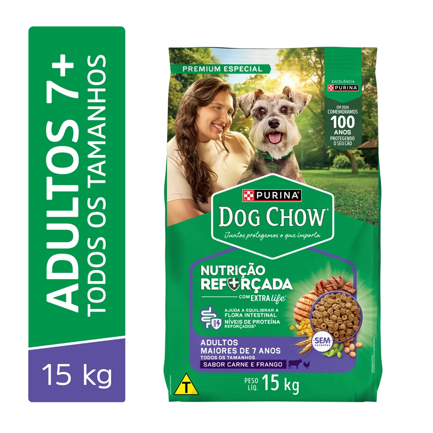 Ração Dog Chow Cães Adultos 7+ Longevidade Carne e Frango