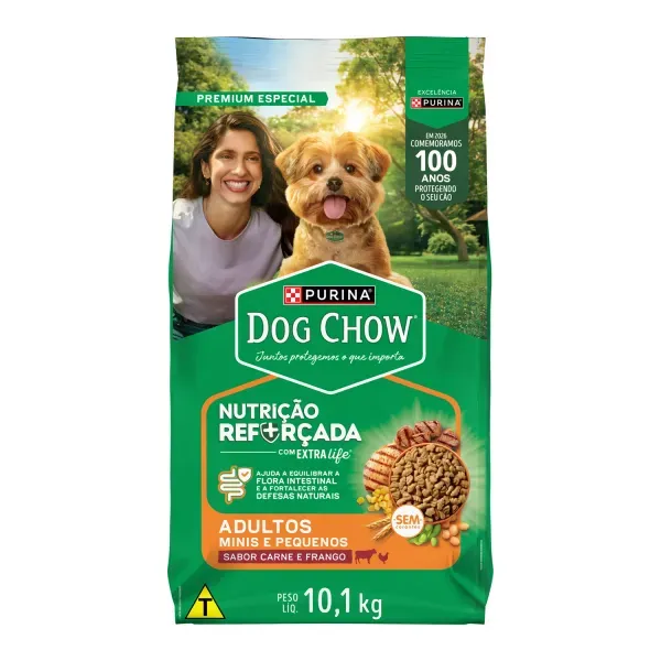 Ração Dog Chow Cães Adultos Minis e Pequenos Carne, Frango e Arroz 10,1 kg