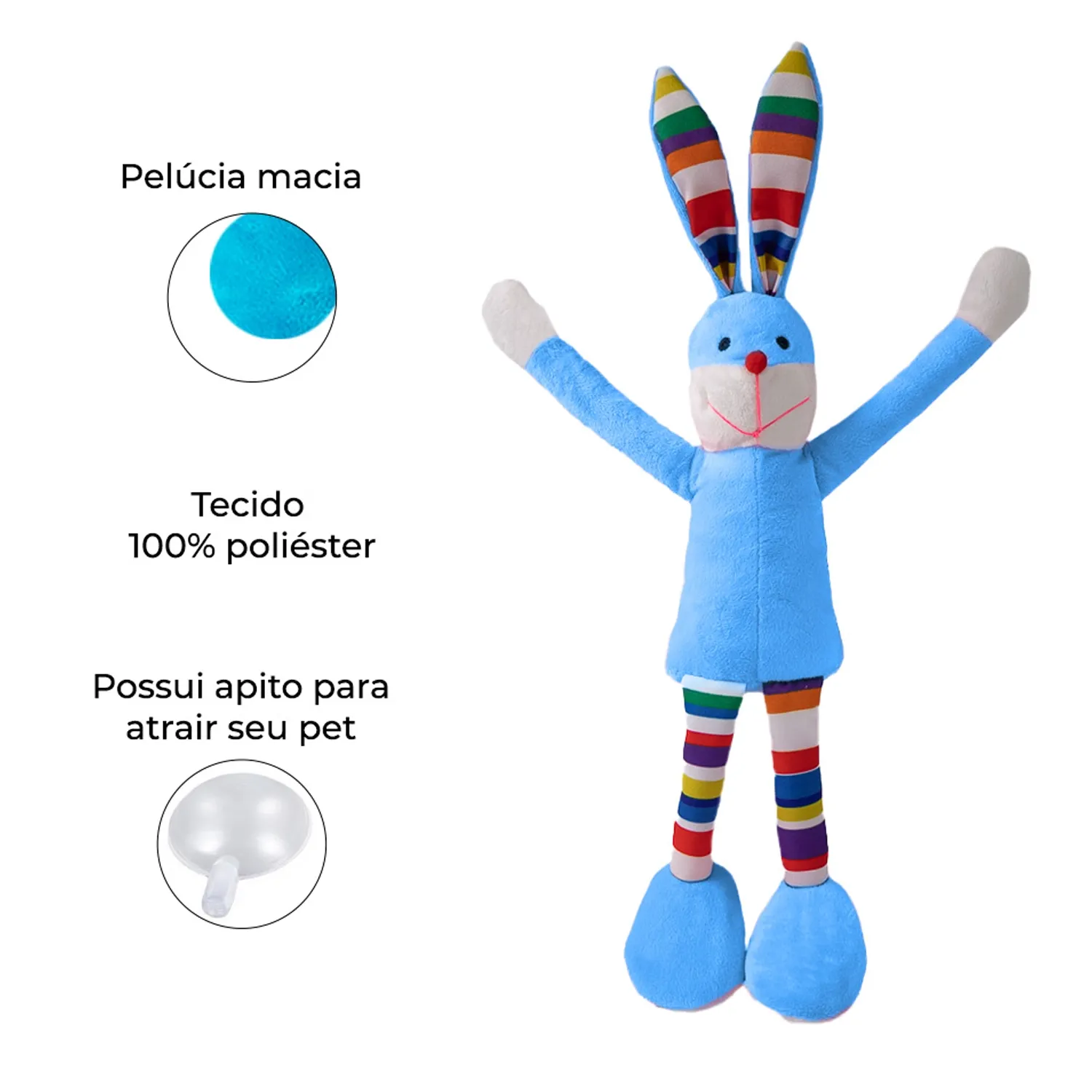 Brinquedo Pelúcia Coelho Pernudo Azul Fabrica Pet
