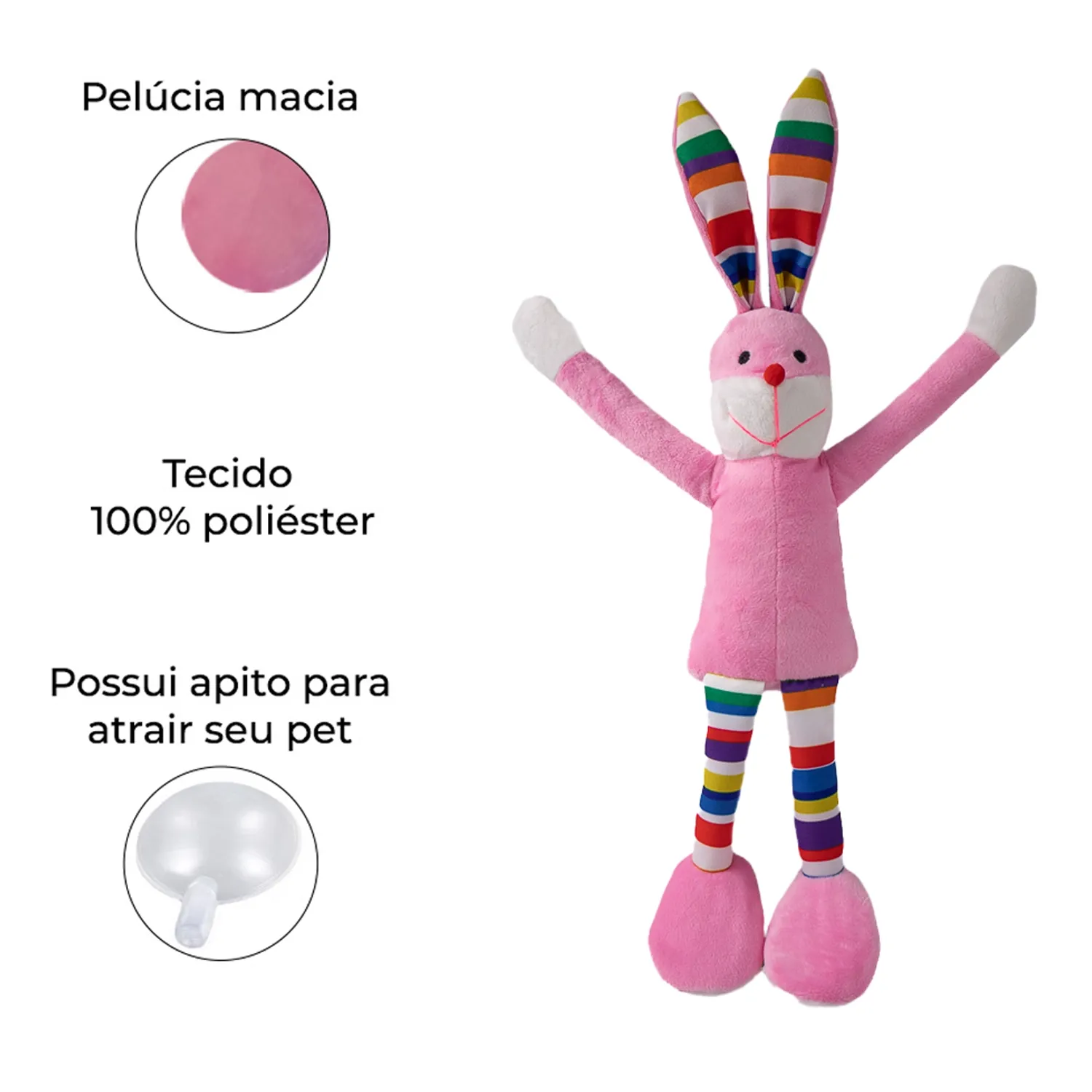 Brinquedo Pelúcia Coelho Pernudo Rosa Fabrica Pet