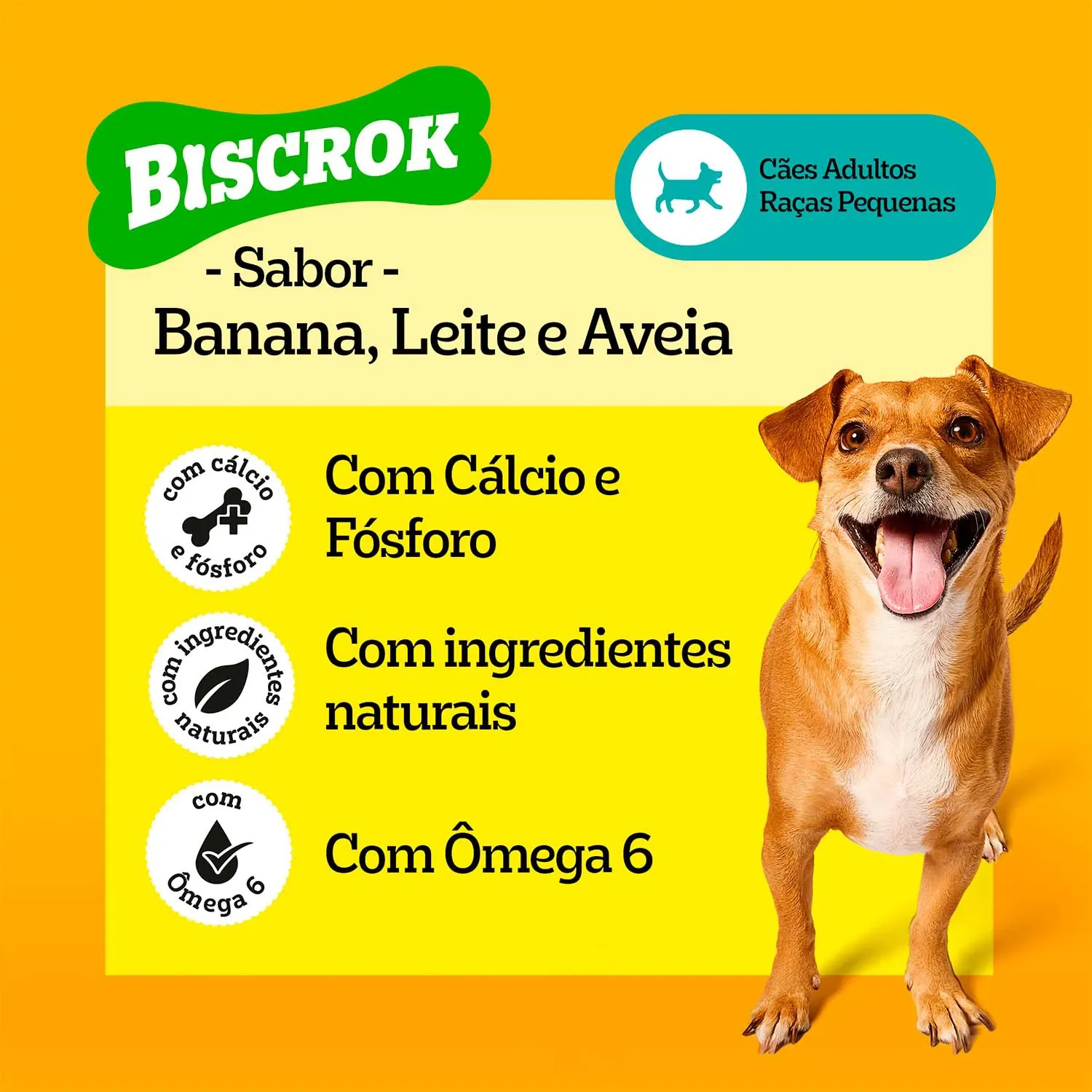 Biscoito Pedigree Biscrok Cães Adultos Raças Pequenas Banana, Leite e Aveia