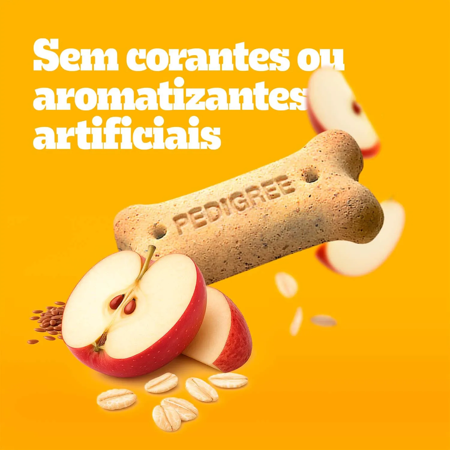 Biscoito Pedigree Biscrok Cães Adultos Raças Pequenas Maçã, Linhaça e Aveia
